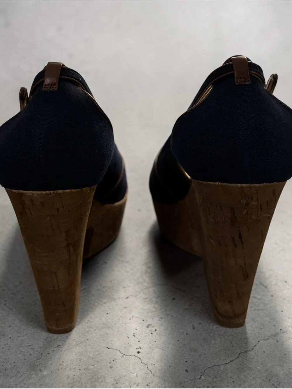 Marco Santi Designer Cutout Cork Platform Wedge Sandals Size: 8.5